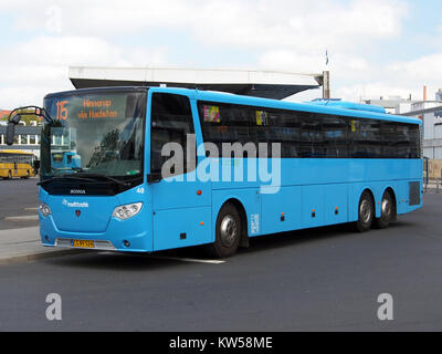 Blaue Scania Midttrafik Bus in Randers, Dänemark Stockfoto