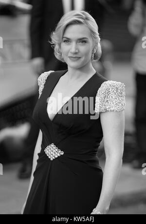 London, UK, 27.03.2012: (Bild digital geändert werden monochrom) Kate Winslet besucht die Titanic 3D - Weltpremiere in der Royal Albert Hall in London. Stockfoto