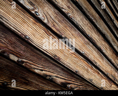 Detail der Holzplanken aus alten retro Bootsrumpf Stockfoto