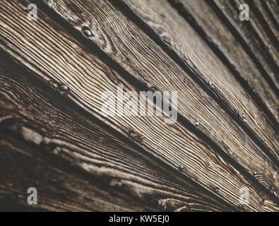 Detail der Holzplanken aus alten retro Bootsrumpf Stockfoto