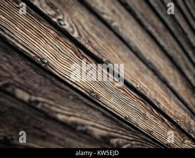 Detail der Holzplanken aus alten retro Bootsrumpf Stockfoto