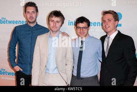 SYDNEY, AUSTRALIEN - 13. August: Blake Harrison, James Buckley, Simon Bird und Joe Thomas bei der Premiere von "The Inbetweeners2' Ereignis Kinos George Street am 13. August 2014 in Sydney, Australien dar. Die inbetweeners 2 wird am 21. August 2014 freigegeben werden. Personen: Blake Harrison, James Buckley, Simon Vogel, Joe Thomas Stockfoto