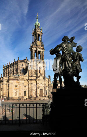 Kathedrale in Aussicht von der Terrasse, Dresden, Bruehlschen Kathedrale im Blick von der Terrasse von Bruehlschen Stockfoto