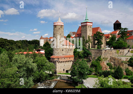 Blick auf die Altstadt von Bautzen, Bautzen, Altstadtansicht von Bautzen Stockfoto