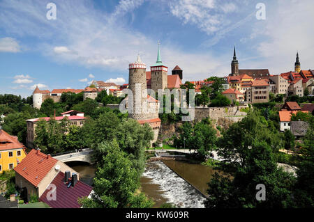 Blick auf die Altstadt von Bautzen, Bautzen, Altstadtansicht von Bautzen Stockfoto