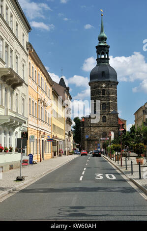 Marktplatz und Kirche in Bad Schandau, Bad Schandau, Marktplatz und Kirche in Bad Schandau, Bad Schandau Stockfoto