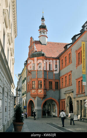 Schönes Gericht die älteste deutsche Renaissance Town House, Görlitzer Altstadt, das aelteste deutsche Renaissancebuergerhaus Schoenhof, Görlitzer Altstadt Stockfoto