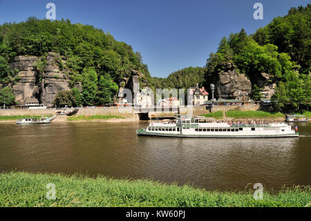 Hrensko im tschechischen Teil des Elbsandsteingebirges, Hrensko im tschechischen Teil des Elbsandsteingebirges Stockfoto