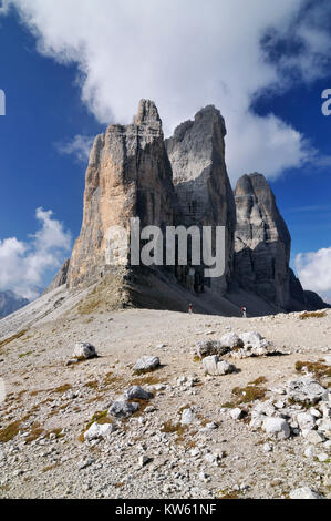 Die Dolomiten Drei Zinnen, Dolomiten Drei Zinnen Stockfoto