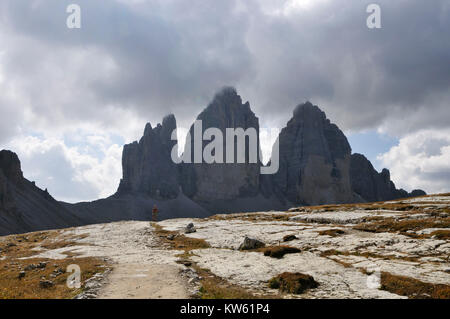 Die Dolomiten Drei Zinnen, Dolomiten Drei Zinnen Stockfoto