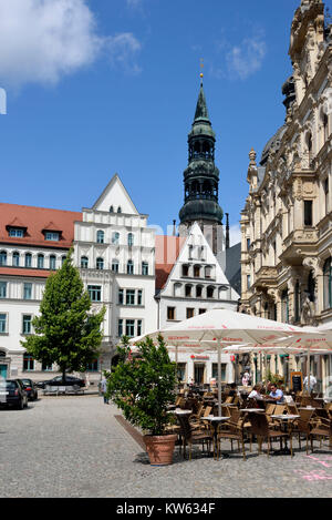 Sachsen, Zwickau, zentrale Markt- und Kirchturm St. Marien, Sachsen, dem Hauptmarkt und Kirchturm Sankt Marien Stockfoto