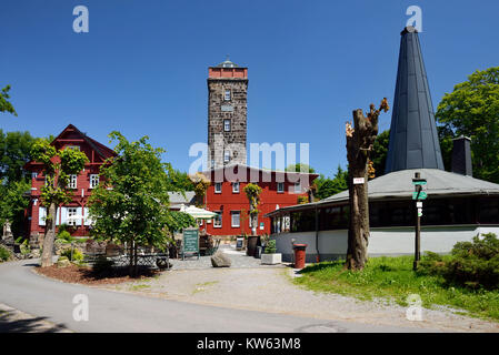 Sachsen, Lausitzer Bergland, Baude auf dem Moenchswalder Berg, Sachsen, Lausitzer Bergland, Baude mit dem Moenchswalder Berg Stockfoto