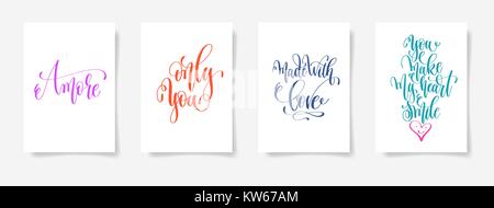 Amore, nur Sie, mit Liebe gemacht, machen Sie mein Herz lächeln Stock Vektor