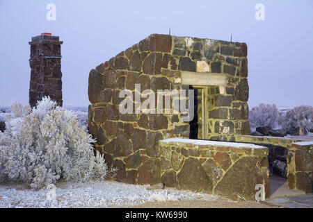 Empfangsgebäude Ruinen, Minidoka National Historic Site, Idaho Stockfoto