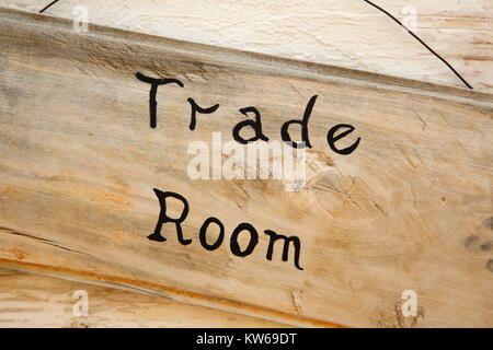 Handel Zimmer Zeichen, Fort Union Trading Post National Historic Site, North Dakota Stockfoto