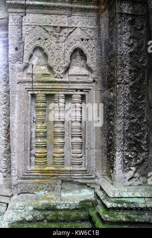 Wand in Ta-Prom-Tempel, Angkor, Kambodscha Stockfoto