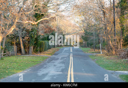 Straße in Eastern Long Island, NY Stockfoto