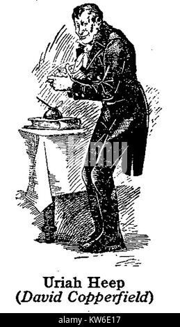 Charles Dickens 1812 bis 1870 - Dickens Charaktere-1930 Illustration - Uriah Heep von 'David Copperfield' Stockfoto