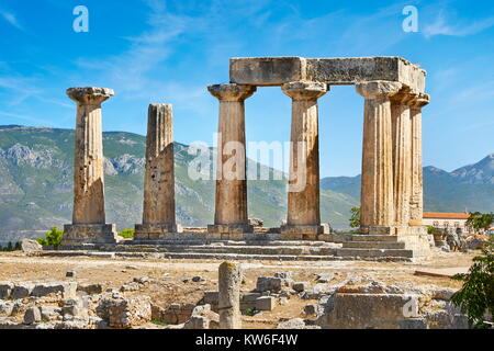 Der Tempel des Apollo, das antike Korinth, Griechenland Stockfoto