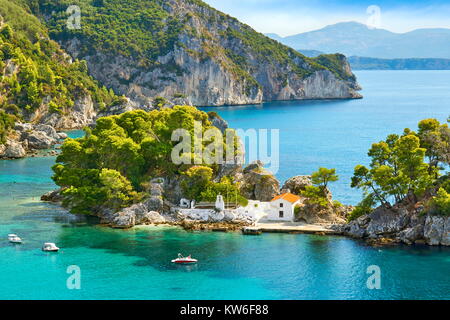 Kleine Kapelle an Panagias Insel, Parga, Griechenland Stockfoto