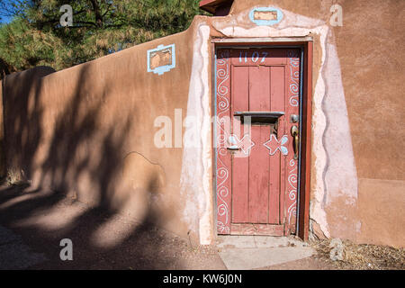 Canyon Road adobe Häuser, Santa Fe, New Mexico Stockfoto