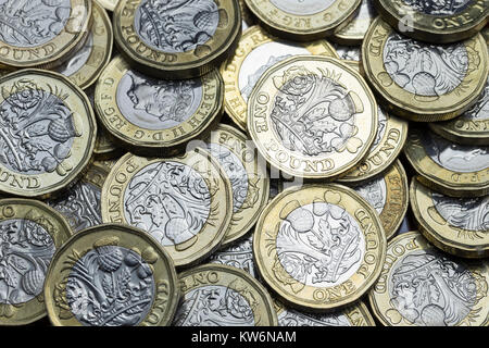 britischen Währung Pfund Sterling Pfund-Münzen Stockfoto