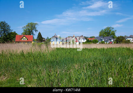 Strohgedeckte Häuser in Wieck Am Darss, Fischland, Mecklenburg-Vorpommern, Ostsee, Deutschland, Europa Stockfoto