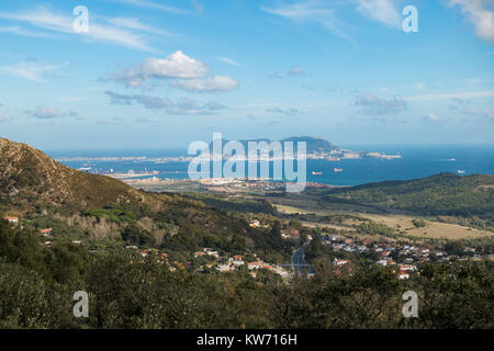 Gibraltar, der Fels, auf dem spanischen Festland, Europa gesehen, Stockfoto