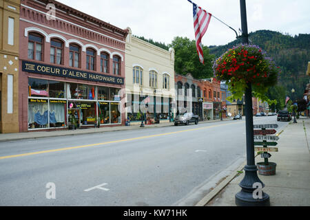 Maine Street in der Innenstadt von Wallace, Idaho, USA Stockfoto