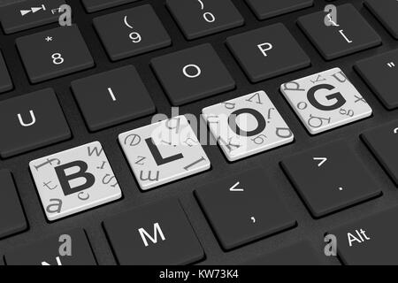 Blog Wort auf Schwarz Computer Tastatur Tasten 3D-Darstellung Stockfoto