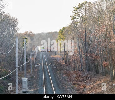 Long Island Railroad train Schuß von oben den Titel Stockfoto