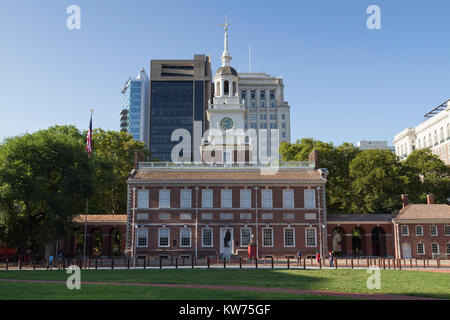 Die Independence Hall und Uhrturm, Philadelphia, Pennsylvania, United States. Stockfoto