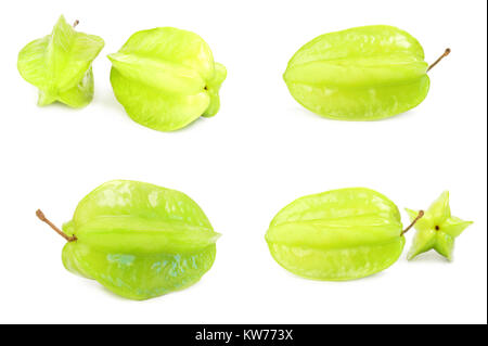 Collage von carambola auf einem isolierten weißen Hintergrund Stockfoto