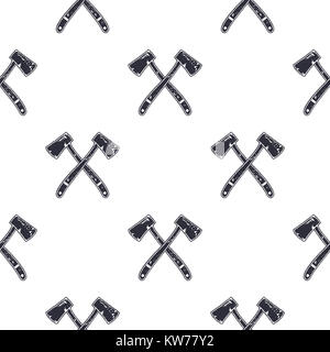 Jahrgang Hand gezeichnet gekreuzten Achsen Form nahtlos. Retro monochrome Holzfäller oder Bergbau Muster. Kann für t-shirts, Drucke, Schriftzug, Abzeichen verwendet werden, ico Stockfoto