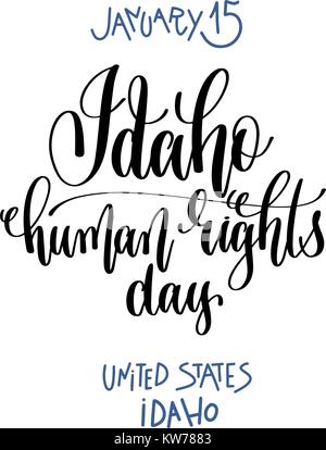 Januar 15 - Idaho Tag der Menschenrechte - United States Idaho Stock Vektor