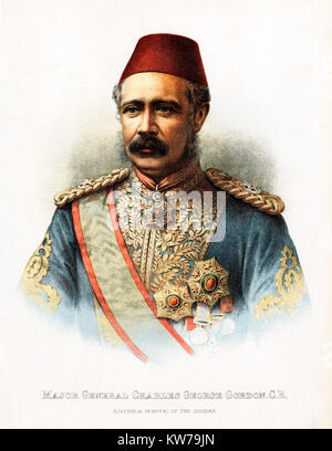 Generalmajor Gordon, Porträt 1885 der Generalgouverneur des Sudan, von den Mahdi am Ende der Belagerung von Khartum getötet Stockfoto