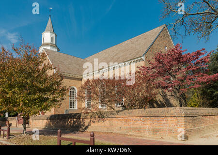 Bruton Parish Church in Colonial Williamsburg. Stockfoto