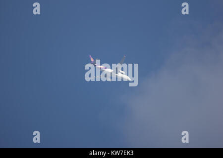 CHIANG MAI, THAILAND - 31. Dezember 2017: HS-TEP Airbus A330-300 von Thai Airways. Im Flug von Chiang Mai nach Bangkok. Stockfoto