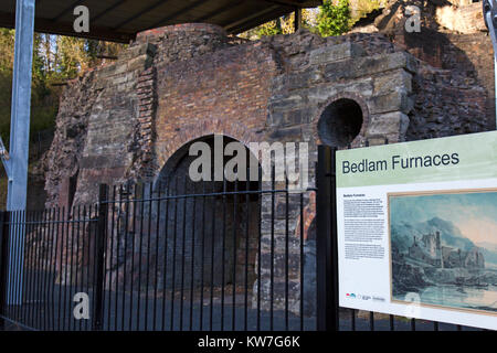 Bedlam Öfen in der Ironbridge Gorge Weltkulturerbe in Shropshire, England, Wiege der Industriellen Revolution. Stockfoto