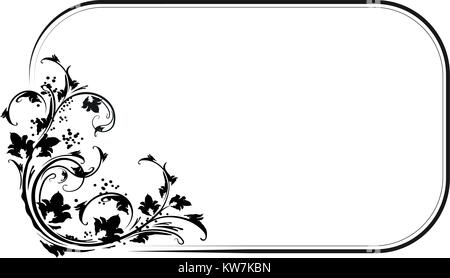 Ungewöhnliche, dekorative Ornament mit abgerundeten Ecken, Vintage floral Rahmen mit Blumen und leeren Platz für Ihren Text. Stock Vektor