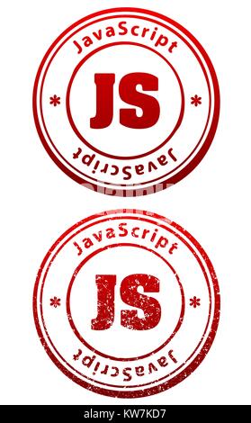 Paar Roter Stempel in Grunge und soliden Stil mit Bildunterschrift JavaScript und Abkürzung JS Stock Vektor