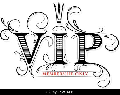 Reich VIP Mitgliedschaft dekoriert nur Karte mit Krone in Schwarz und Rot gamma. Stock Vektor