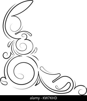 Ornamentalen blumen Ecke mit dünnen Linien. Vector Illustration für Ihr Design oder Ihre Tätowierung. Stock Vektor