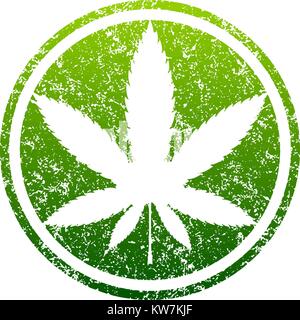 Cannabis oder Marihuana green leaf grunge Design eingeschrieben in einem Kreis, Vorlage für Vektor Stempel. Stock Vektor