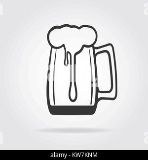 Das Glas Bier oder kwass Flachbild-Symbol. Alkohol trinken Symbol. Stock Vektor