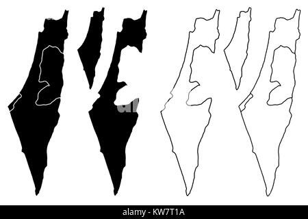 Israel karte Vektor-illustration, kritzeln Skizze Staat Israel, Westjordanland und Gazastreifen Stock Vektor