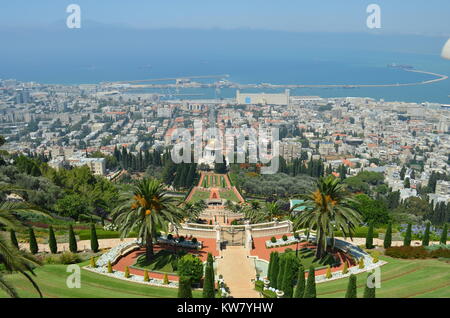 Die Gärten der Bahai Schrein des Bab in Haifa Israel Naher Osten Stockfoto