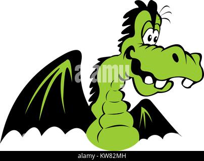 Farbige Darstellung einer Cartoon Dragon. Auf weissem Hintergrund. Stock Vektor