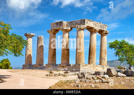Der Tempel des Apollo, das antike Korinth, Griechenland Stockfoto