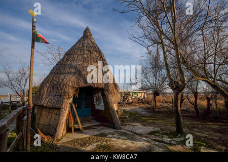 Caorle - 30. Dezember 2017. Detailansicht von "Casoni", traditionelles Fischerhaus in der "Insel der Fischer' im Nordosten von Italien. Stockfoto